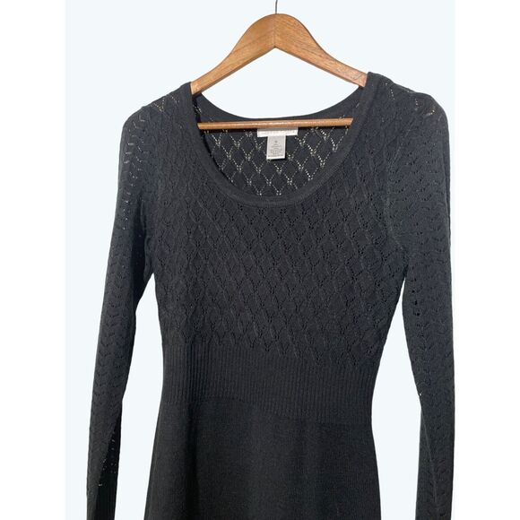 London Times Knit Sweater Dress Long Sleeve Scoop Neck Black NWT Medium - Picture 3 of 11